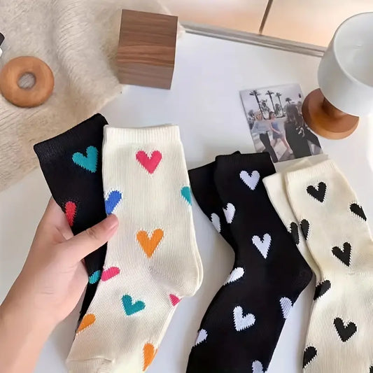 Colorful Heart Print Socks