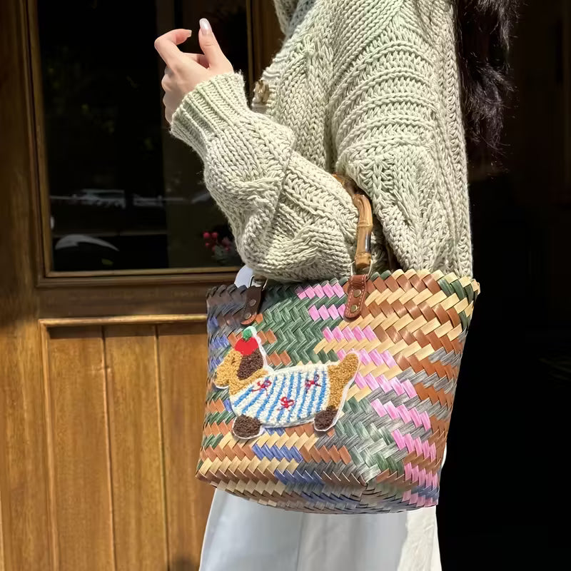 Woven Dachshund Bag