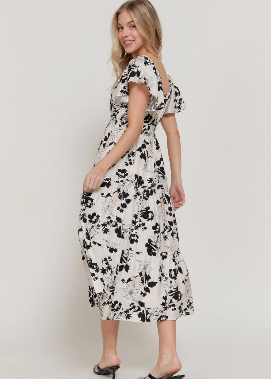 Bat Flower Maxi Dress