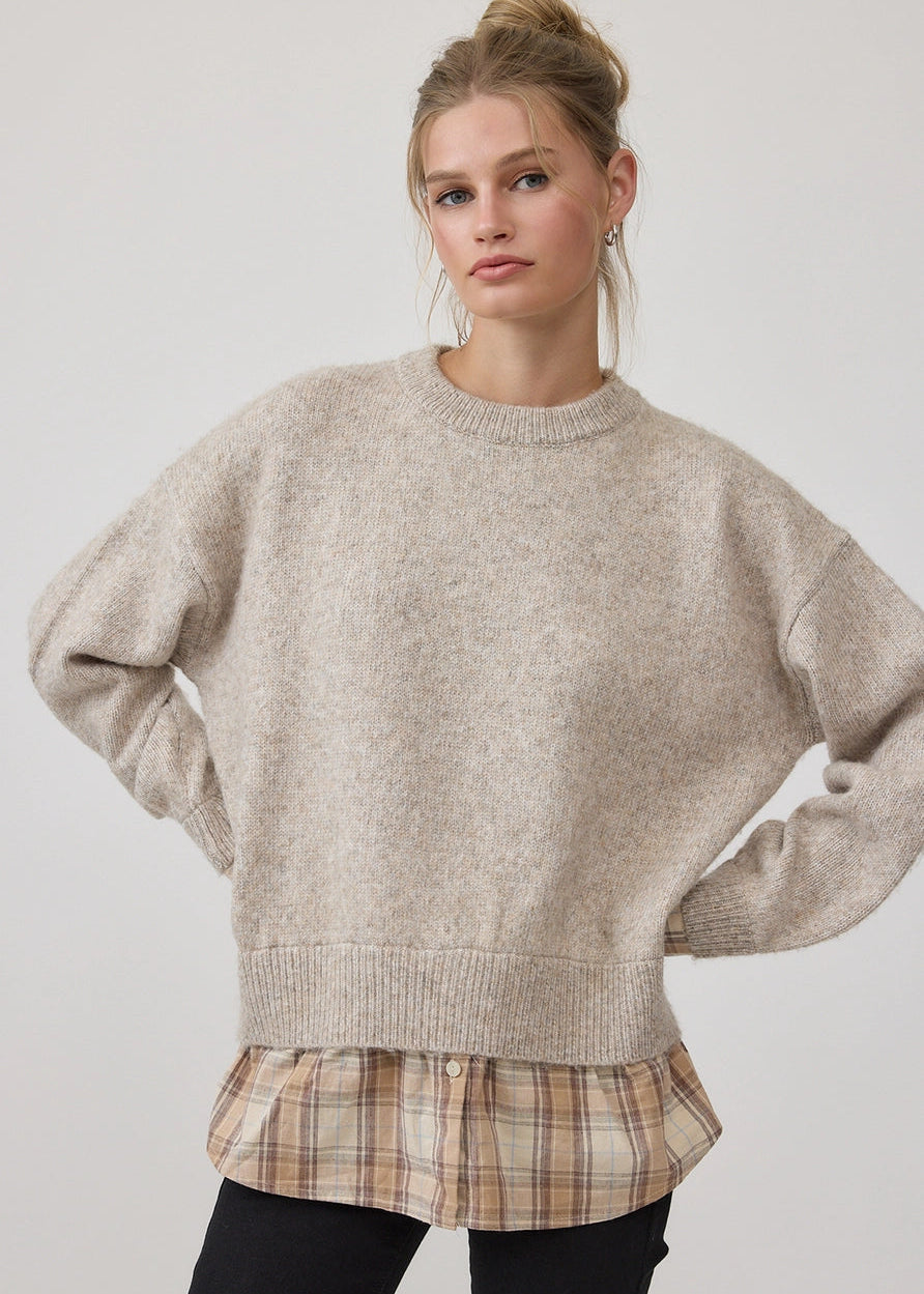 Penny Plaid Hem Sweater
