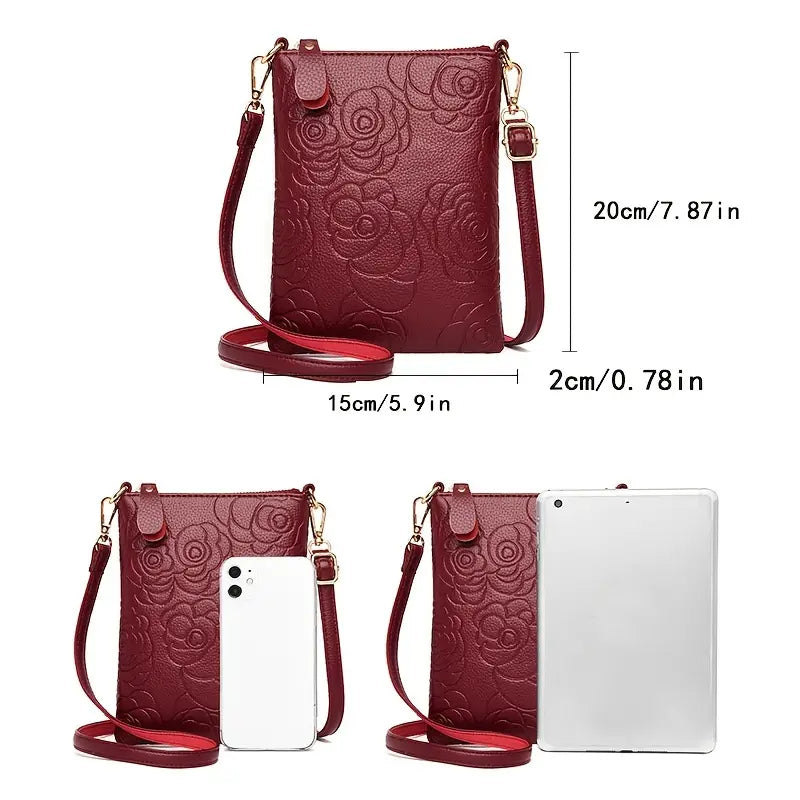 Embossed Floral Crossbody