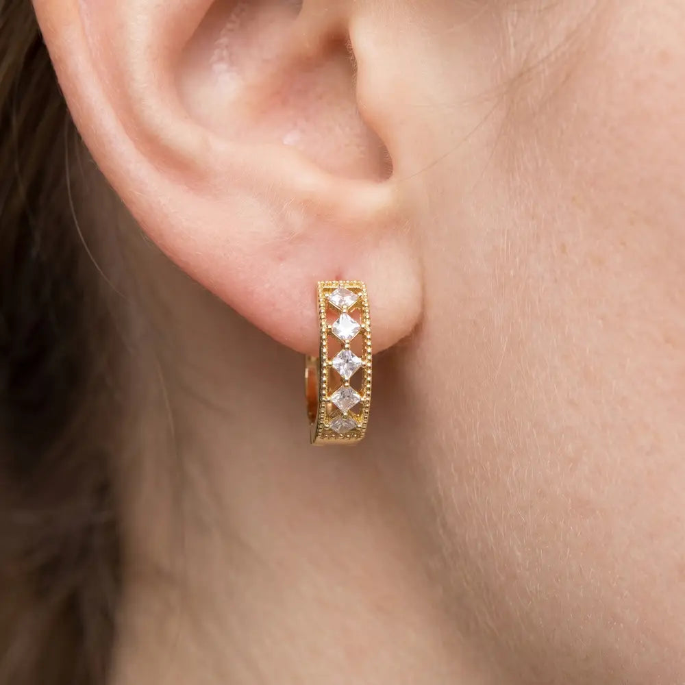 Milgrain Huggie Earrings
