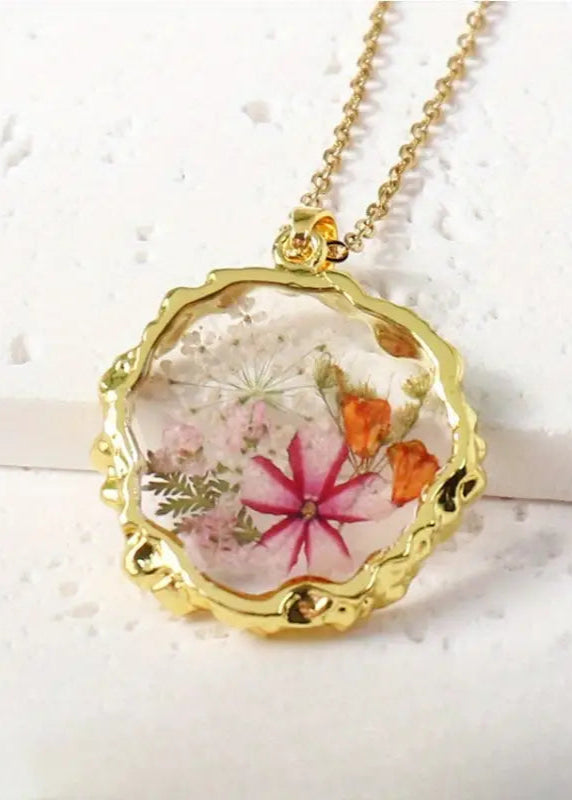 Preserved Flower Pendant Necklace