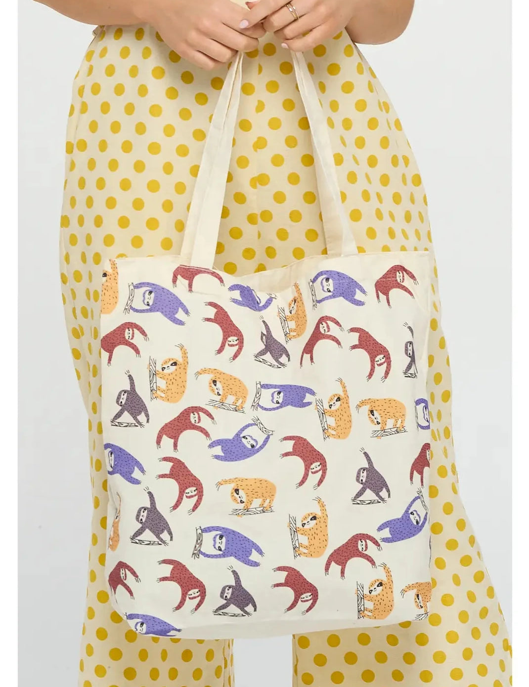 Colorful Sloth Print Tote Bags