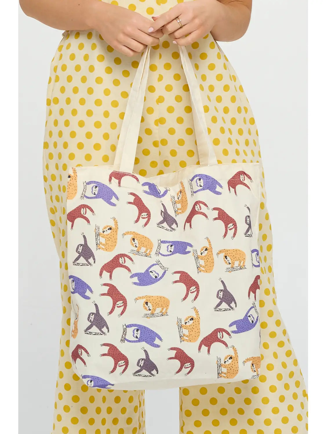 Colorful Sloth Print Tote Bags