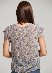 Floral Print Semi Sheer Blouse