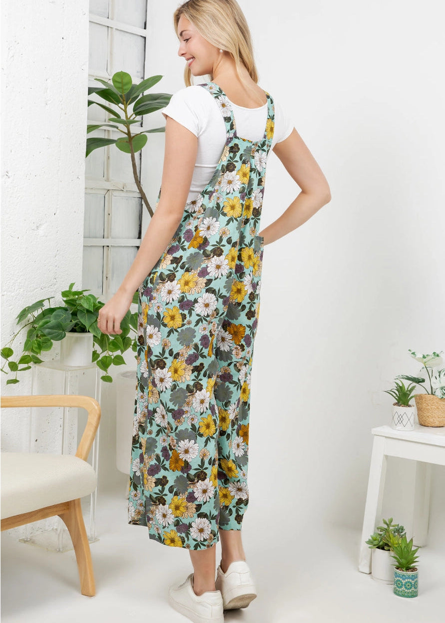 Vintage Floral Print Overall