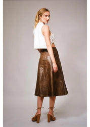 Zig-Zag Faux Leather Skirt