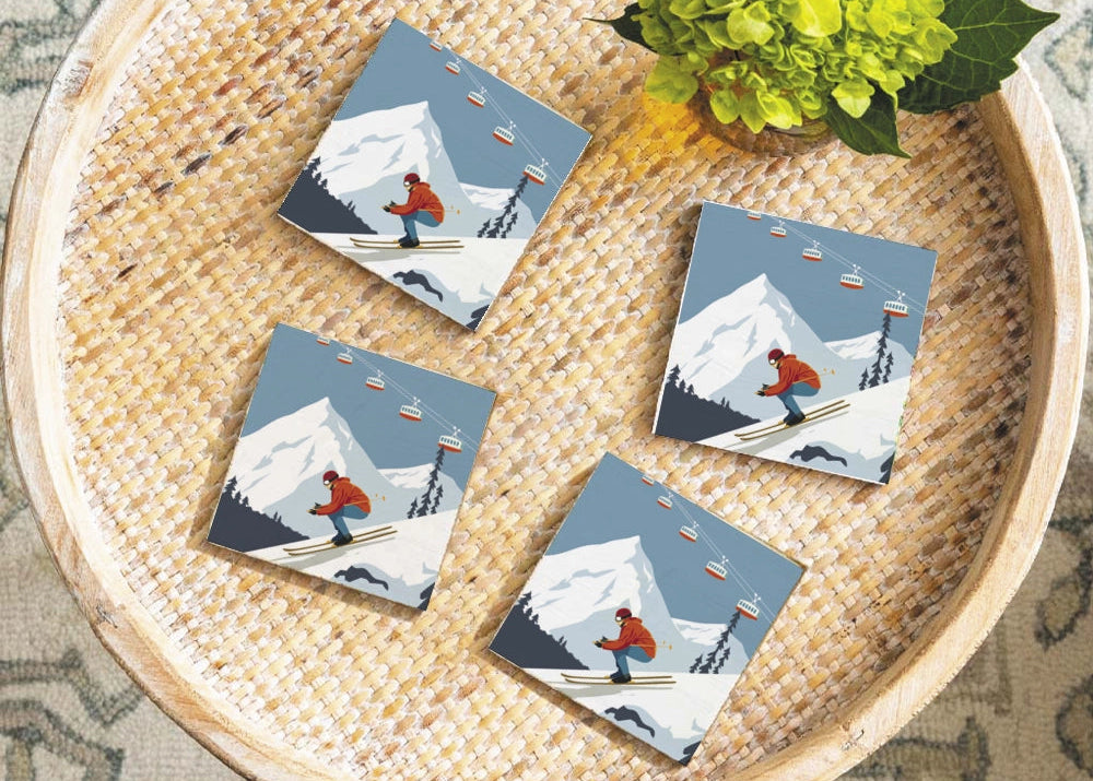Ski Day Coaster Set