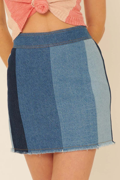 Contrast Denim Skirt