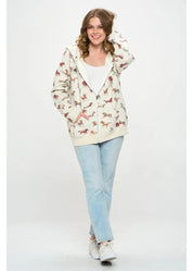 Horse Print Zip Up Hoodie