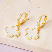 Clover Huggie Hoops