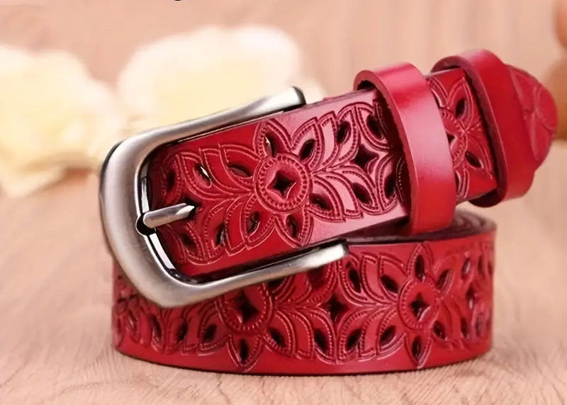 Floral Faux Leather Belt