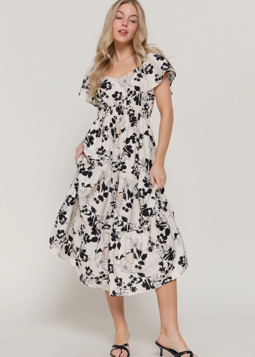 Bat Flower Maxi Dress