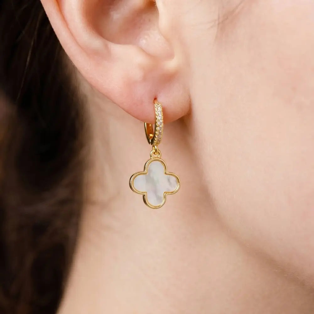 Clover Huggie Hoops