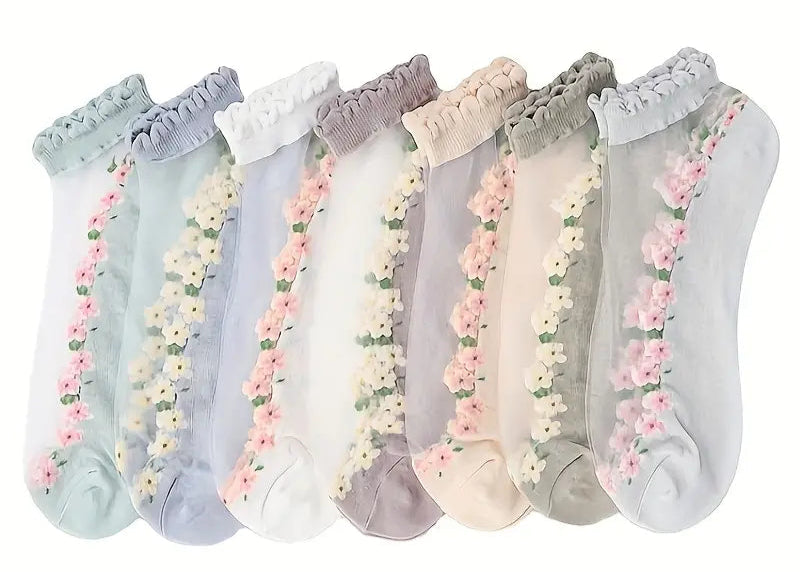 Floral Lace Trim Socks