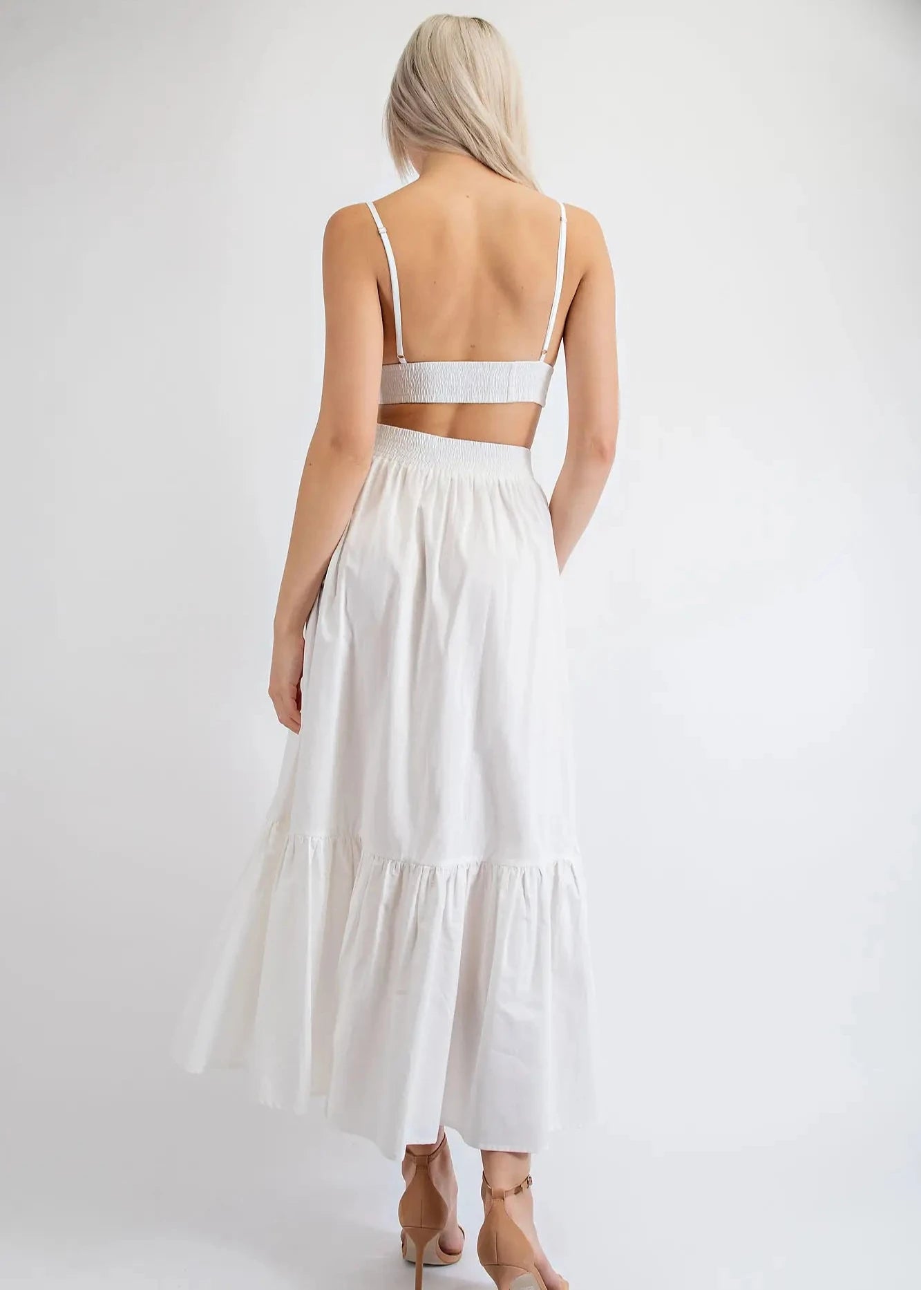 Poplin Bralette And Midi Skirt Set