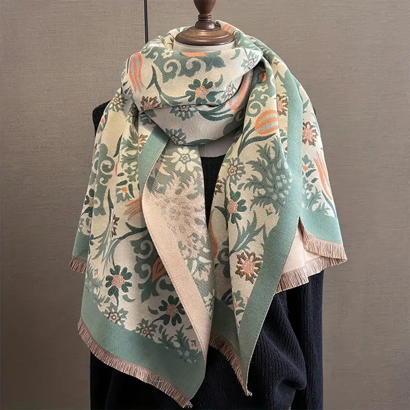 Vibrant Floral Jacquard Scarf