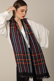Frayed Fringe Plaid Scarf