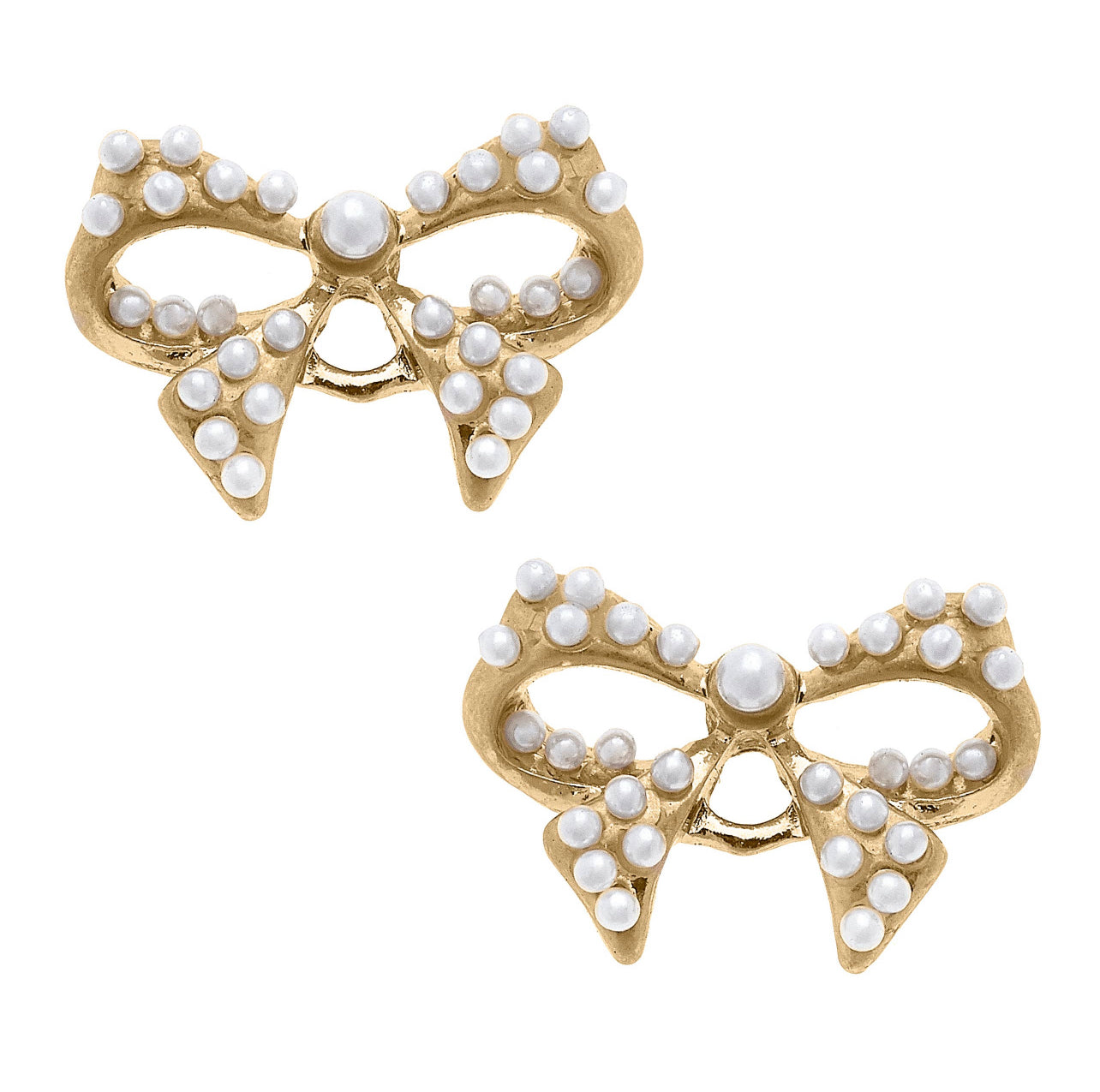 Pearl-Studded Bow Earrings