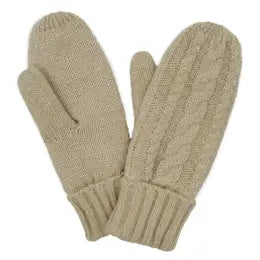 Cable Knitted Sherpa Mittens